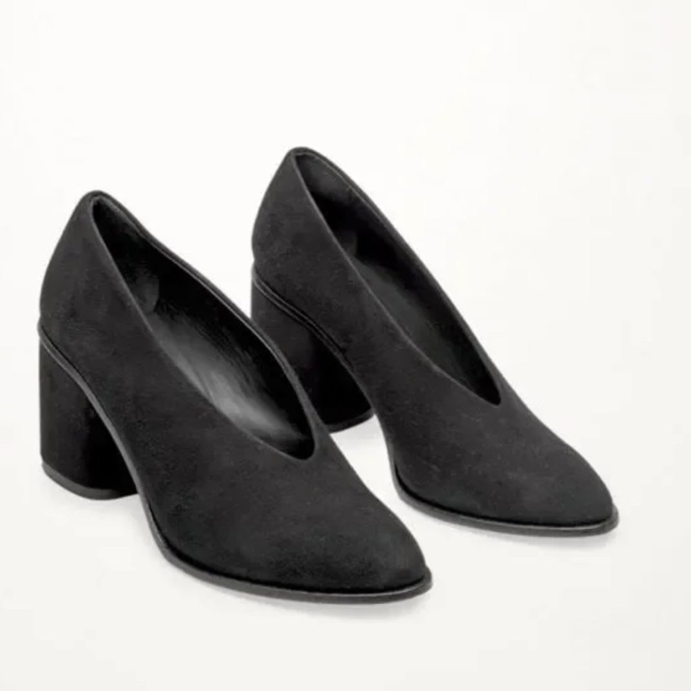 COS Black Suede Chunky Heel